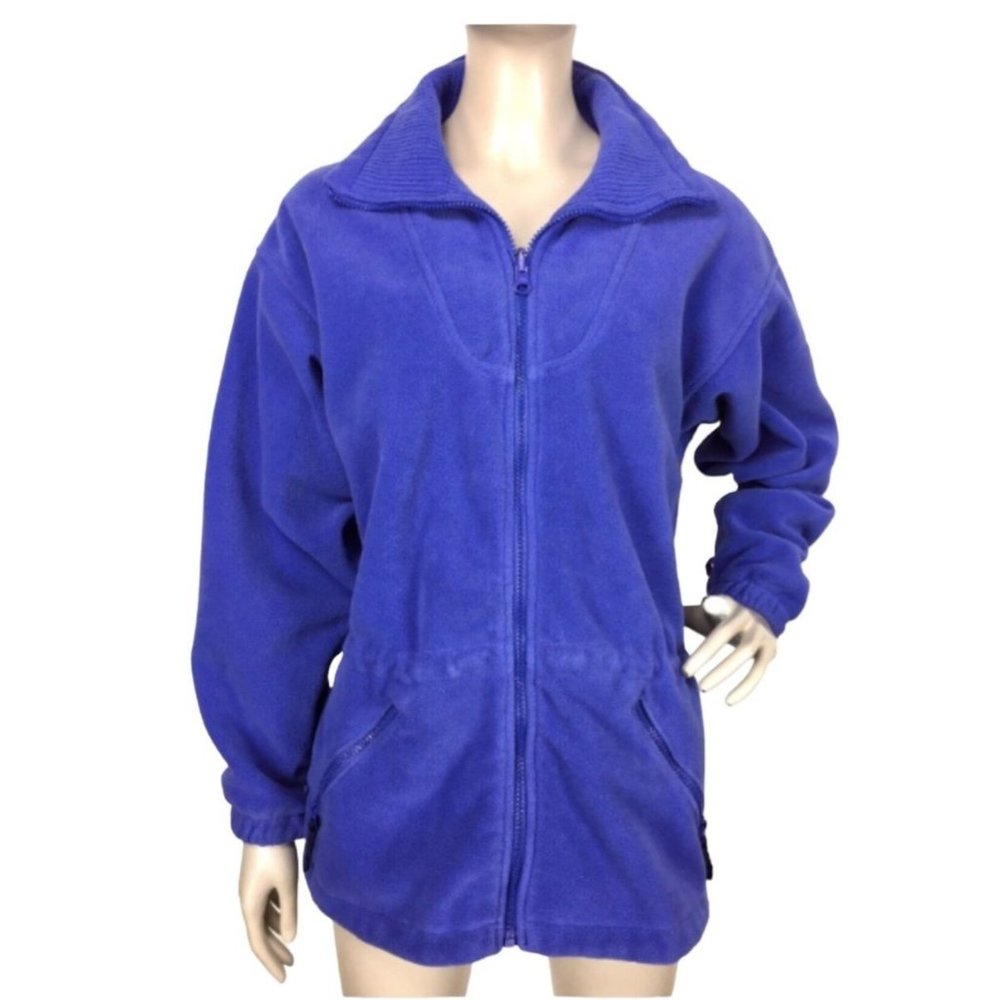 Vintage Columbia Purple Drawstring Waist Fleece Full-Zip Sweater Jacket …
